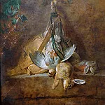 Two rabbits, a partridge and hunting pouch, Jean Baptiste Siméon Chardin