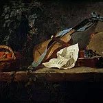 Musical Instruments and Basket of Fruit, Jean Baptiste Siméon Chardin
