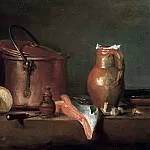 Still life with a copper pot and a piece of salmon, Jean Baptiste Siméon Chardin