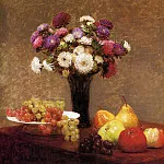 Asters and Fruit on a Table, Ignace-Henri-Jean-Theodore Fantin-Latour