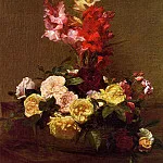 Ignace-Henri-Jean-Theodore Fantin-Latour - Gladiolas and Roses
