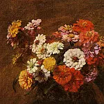 Ignace-Henri-Jean-Theodore Fantin-Latour - Zinnias in a Vase