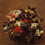 Bouquet of Flowers Pansies, Ignace-Henri-Jean-Theodore Fantin-Latour