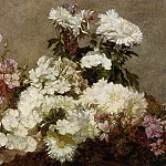 Ignace-Henri-Jean-Theodore Fantin-Latour - White Phlox Summer Chrysanthemum and Larkspur