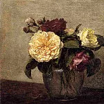 Ignace-Henri-Jean-Theodore Fantin-Latour - Yellow and Red Roses