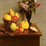 Игнас-Анри-Жан-Теодор Фантен-Латур - Натюрморт с цветами и фруктами