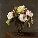 Roses dans un Verre a Pied, Ignace-Henri-Jean-Theodore Fantin-Latour
