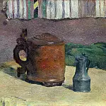 Paul Gauguin - Still Life: Wood Tankard and Metal Pitcher