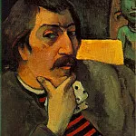 Paul Gauguin - Portrait of the artist with an idol, ca 1893, 43.8x3