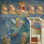 Legend of St Francis 09. Vision of the Thrones, Giotto di Bondone