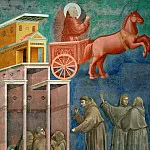 Legend of St Francis 08. Vision of the Flaming Chariot, Giotto di Bondone