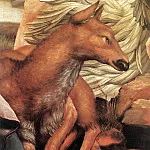 Маттиас Грюневальд - Изенгеймский алтарь, Посещение Св. Антонием Св. Павла, фрагммент - Лежащая самка оленя