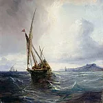 Адольф фон Менцель - Фелука с контрабандистами у берега близ Бильбао