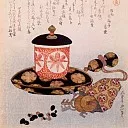 Хокусай - Суримоно с чайными принадлежностями