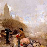 Продавщица цветов у Сены, Париж, 1889, Чайлд Фредерик Хассам