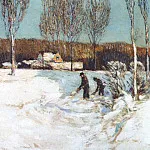 Уборка снега лопатами , ок.1905, Чайлд Фредерик Хассам