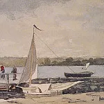 A Sloop at a Wharf Gloucester, Winslow Homer