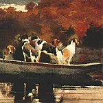 Dogs in a boat, Winslow Homer
