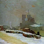 Альбер-Шарль Лебур - Вид зимой на Нотр Дам де Пари, 1894