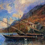 Альбер-Шарль Лебур - Лодки у берега Женевского озера в Сен-Женгольфе