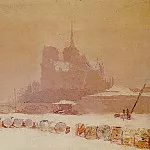 Альбер-Шарль Лебур - Нотр Дам де Пари под снегом, 1895