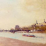 Альбер-Шарль Лебур - Париж, Сена и мост Сен-Пер с Лувром