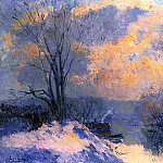Альбер-Шарль Лебур - Зима, снег и небольшой рукав Сены в Ба Мёдоне