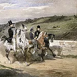 Eugene-Louis Lami - Horace Vernet and his Children Riding in the Country