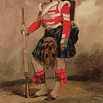 Eugene-Louis Lami - A Soldier of the 79th Highlanders at Chobham Camp in 1853