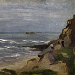 Seascape with Figures on Cliffs, Jean-Baptiste-Camille Corot