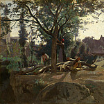 Peasants under the Trees at Dawn, Jean-Baptiste-Camille Corot