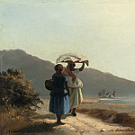 Две женщины беседующие у моря, Сен-Тома, Камиль Писсарро