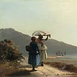 Национальная галерея искусств (Вашингтон) - Писсаро, Камиль - Две женщины беседующие у моря, Сен-Тома