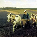 Plowman. Tolstoy in the fields, Ilya Repin