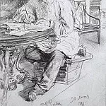 LA Tolstoy at work at the round table, Ilya Repin