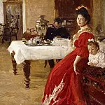 The Artists Daughter, Tatiana and Her Family in an Interior, Ilya Repin