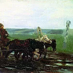 Under escort. On a muddy road, Ilya Repin