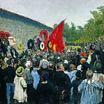 Annual memorial rally at the Wall of the Communards in the Pere Lachaise cemetery in Paris, Ilya Repin
