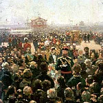Admission township heads Emperor Alexander III in the courtyard of Petrovsky Palace in Moscow, Ilya Repin