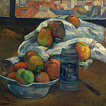 Bowl of Fruit and Tankard before a Window, Paul Gauguin