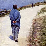 Man in a Smock aka Father Magloire on the Road between Saint Clair and Etreta, Gustave Caillebotte