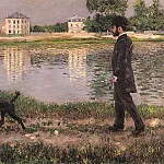 Richard Gallo and His Dog at Petit Gennevilliers, Gustave Caillebotte