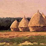 Landscape with Haystacks, Gustave Caillebotte