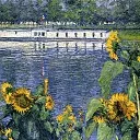 Sunflowers on the Banks of the Seine, Gustave Caillebotte