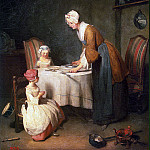 Chardin, Jean-Baptiste-Simeon. Prayer before dinner, Jean Baptiste Siméon Chardin