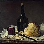 Still Life with Bottle, Glass and Loaf, Jean Baptiste Siméon Chardin