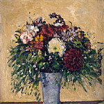 Cezanne, Paul. Flowers in blue vase, Paul Cezanne