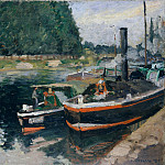 Barges at Pontoise, Camille Pissarro