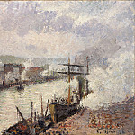 Steamboats in the Port of Rouen, Camille Pissarro