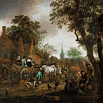 Повозка у сельской таверны, Адриан ван Остаде